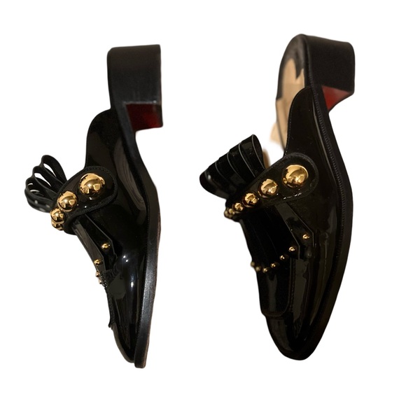 CHRISTIAN LOUBOUTIN PATENT BLACK MULES - Picture 6 of 9